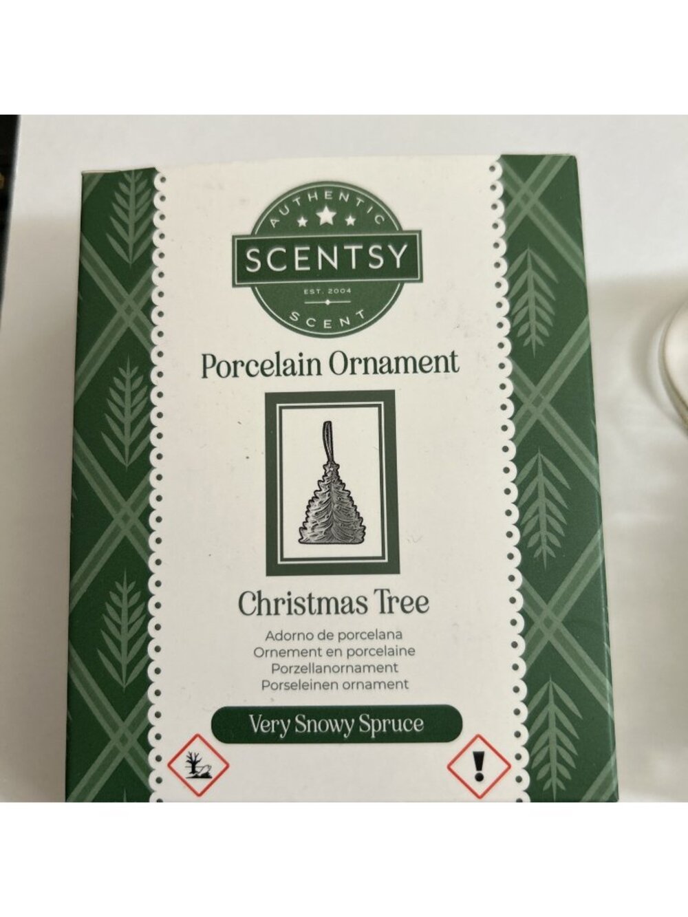 Scentsy Porcelain Christmas Tree Ornament White Scented Very Snowy Spruce Scent